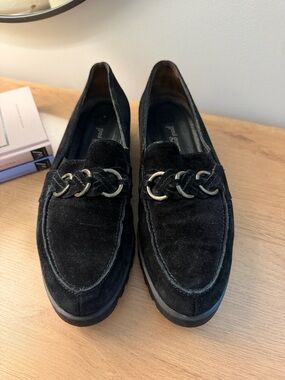 Paul Green Black Suede Chain Loafers